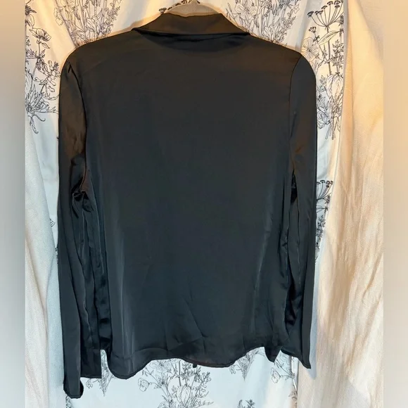 a new day Black Satin Tie-Front Blouse - Picture 2 of 6